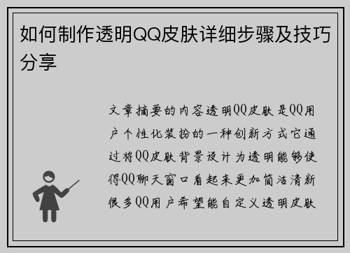 如何制作透明QQ皮肤详细步骤及技巧分享
